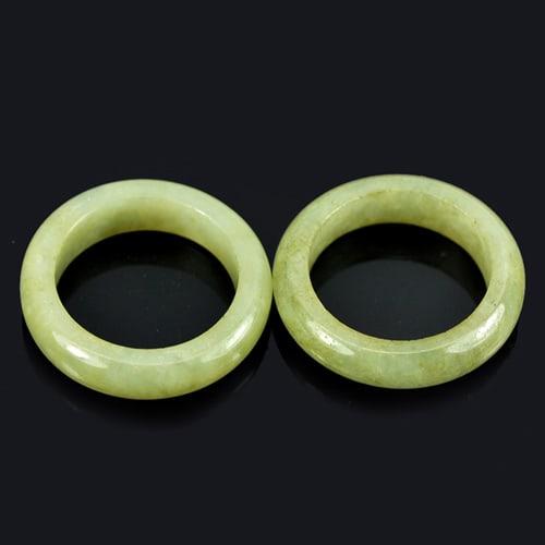Natural White Green Jade 25.27 Ct. 2 Pcs Round Rings Size Sz 5 (1 of 3)