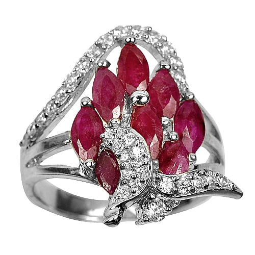 Natural Red Ruby 925 Sterling Silver Jewelry 5.91 Grams Ring Size 7.5 (1 of 3)