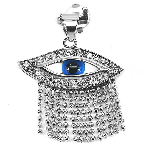 925 Sterling Silver Pendant Jewelry White Gold Plated 3.42 Grams (1 of 3)