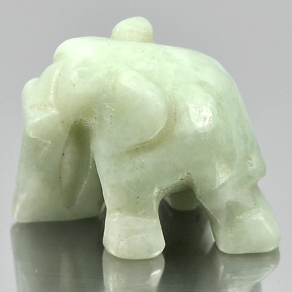 Natural Green White Jade Elephant Carving 25 x 18 Mm. 54.62 Ct. Gemstone Unheated (1 of 3)