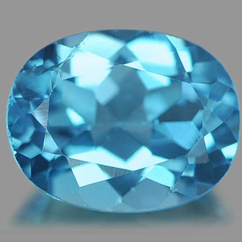 Natural Swiss Blue Topaz 2.39 Ct. Oval Shape 9.2 x 7.2 Mm. Gemstone From Brazil (1 of 3)