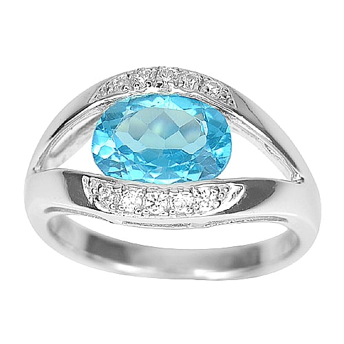 Natural Blue Topaz 925 Sterling Silver Ring Jewelry 4.48 Grams Size 8 (1 of 3)
