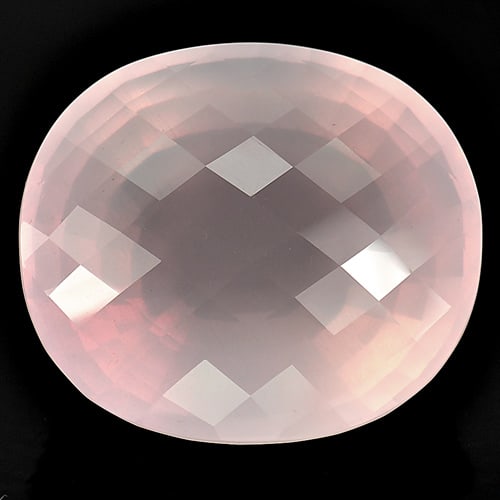 Natural Rose Pink Quartz 213.80 Ct. Oval Checkerboard Cut 41 x 36 Mm Gemstone From Brazil (1 of 3)