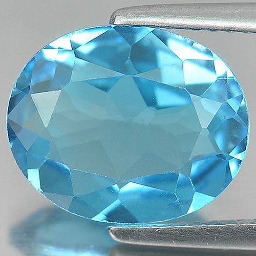 Natural Swiss Blue Topaz 4.30 Ct. Oval Shape 12 x 10 Mm. Gemstone From Brazil: Product ID: 807161160 Product Name: Natural Blue Topaz Weight: 4.30 CT. Size: 12 x 10 x 4.8 MM. Shape: Oval Color: Blue Clarity:VVS Luster: Good Gems Origin: Brazil Treatment: Treated Crystal Structur