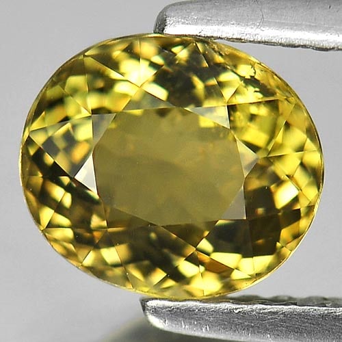 Natural Greenish Yellow Tourmaline 1.55 Ct. Oval Shape 7.7 x 6.7 Mm Gemstone from Nigeria (1 of 3)