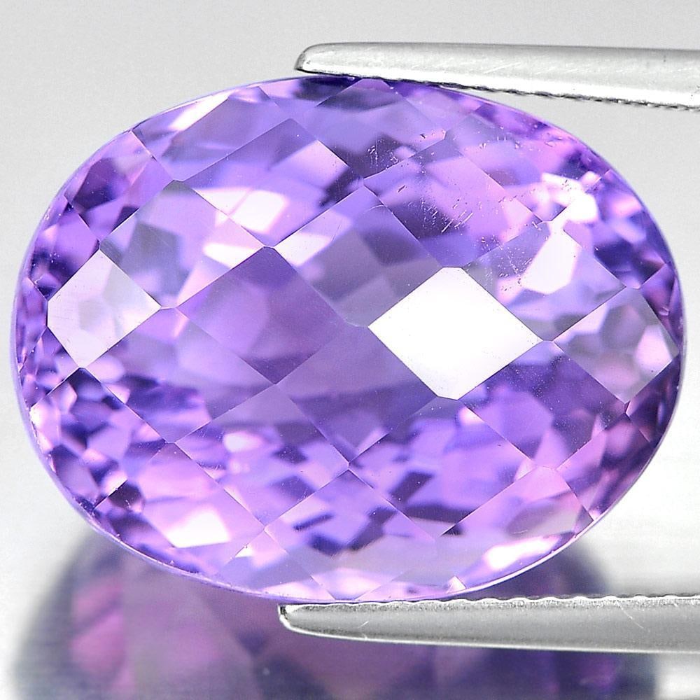 Natural Purple Amethyst 19.82 Ct. Oval Checkerboard Cut 19.2 x 15.1 Mm Gemstone From Brazil (1 of 3)