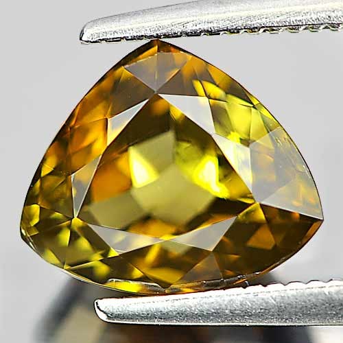 Natural Yellow Green Tourmaline 2.34 Ct. Trilliant Shape 7.6 x 9.1 Mm. Gemstone from Nigeria (1 of 3)