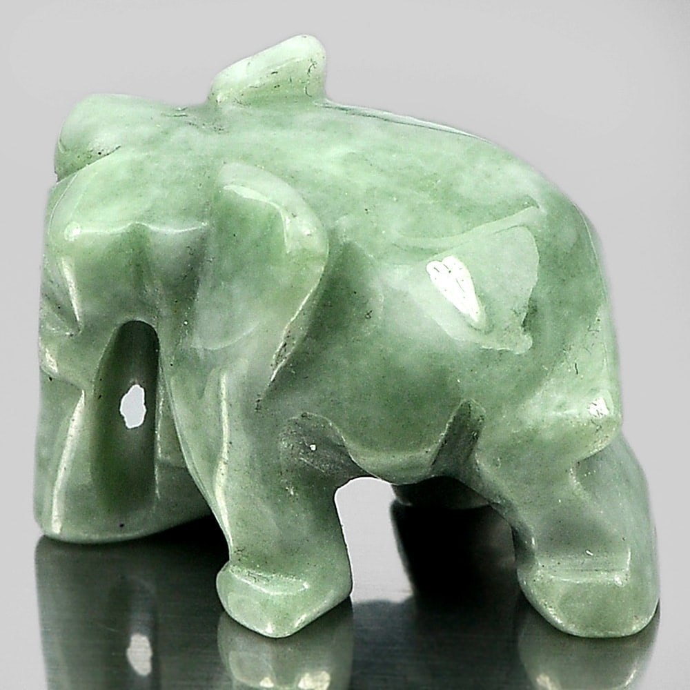 Natural Green Jade 54.74 Ct. Elephant Carving Size 24 x 18 x 16 Mm. Gemstone Unheated: Product ID: 819812730 Product Name: Natural Jade Weight: 54.74 CT. Size: 24 x 18 x 16 MM. Shape: Elephant Carving Color: Green Clarity:Opaque Luster: Good Gems Origin: Thailand Treatment: Unheated Cry