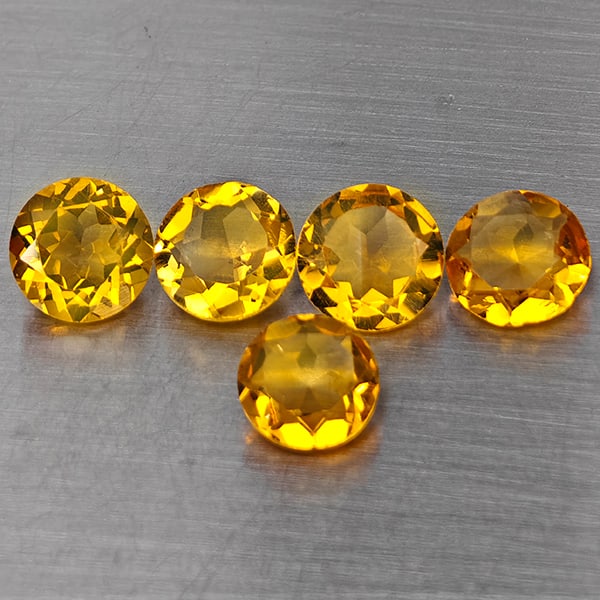 Natural Yellow Citrine 5.03 Ct. 5 Pcs. Round Shape 6.6 Mm. Unheated Gemstone From Brazil (1 of 3)