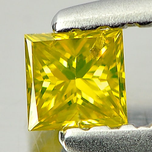Natural Yellow Diamond 0.16 Ct. Square Princess Cut 2.9 x 2.8 x 2 Mm. (1 of 3)