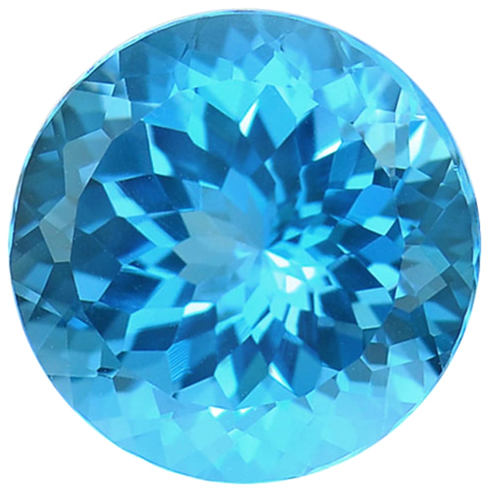 Natural Swiss Blue Topaz 13.83 Ct. Round Cornflower Cut 15 Mm. Gemstone From Brazil: Product ID: 807166762 Product Name: Natural Blue Topaz Weight: 13.83 CT. Size: 15 x 15 x 9.6 MM. Shape: Round Color: Blue Clarity:IF Luster: Very Good Gems Origin: Brazil Treatment: Treated Crystal St