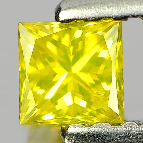 Natural Yellow Diamond 0.21 Ct. Square Princess Cut 3 Mm. (1 of 3)