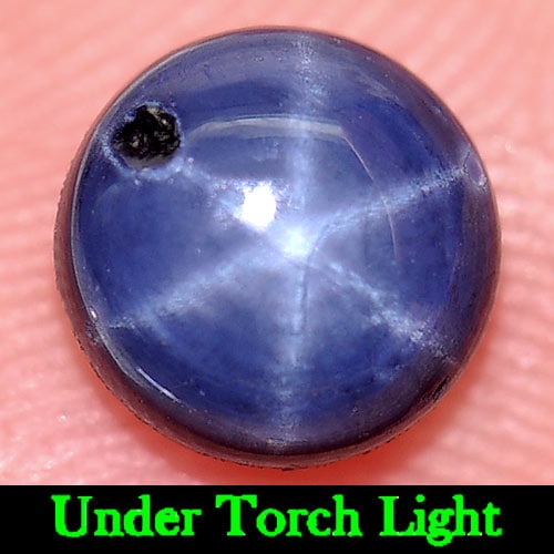Natural Blue Star Sapphire 1.56 Ct. Round Cabochon Shape 6.2 Mm Gemstone From Madagascar: Product ID: 806010485 Product Name: Natural Star Sapphire Weight: 1.56 CT. Size: 6.2 x 6.2 x 3.7 MM. Shape: Round Cabochon Color: Blue Clarity:Opaque Luster: Good 6 Rays Star Gems Origin: Madagascar T