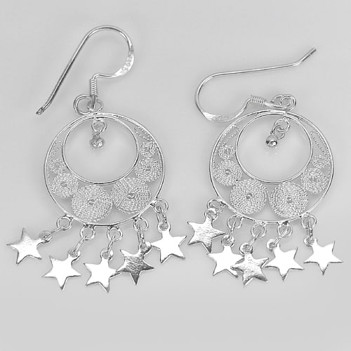 70 Sterling Silver Earrings Jewelry3.49 Grams Beautiful Stars Design (1 of 3)