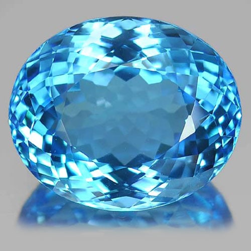 Natural Swiss Blue Topaz 18.23 Ct. Oval Shape 16.4 x 13.8 Mm. Gemstone from Brazil (1 of 3)
