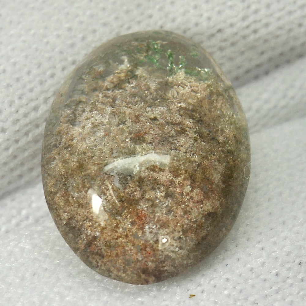 Natural Moss Quartz 5.15 Ct. Oval Cabochon Shape 13.5 x 10.3 Mm. Gemstone Unheated (1 of 3)