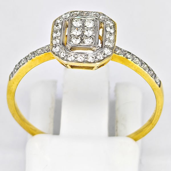 Natural White Diamond 0.31 Ct. ( 38 pcs.) with 9K Yellow Gold Ring Jewelry 1.44 Grams Size 8.5 (1 of 3)