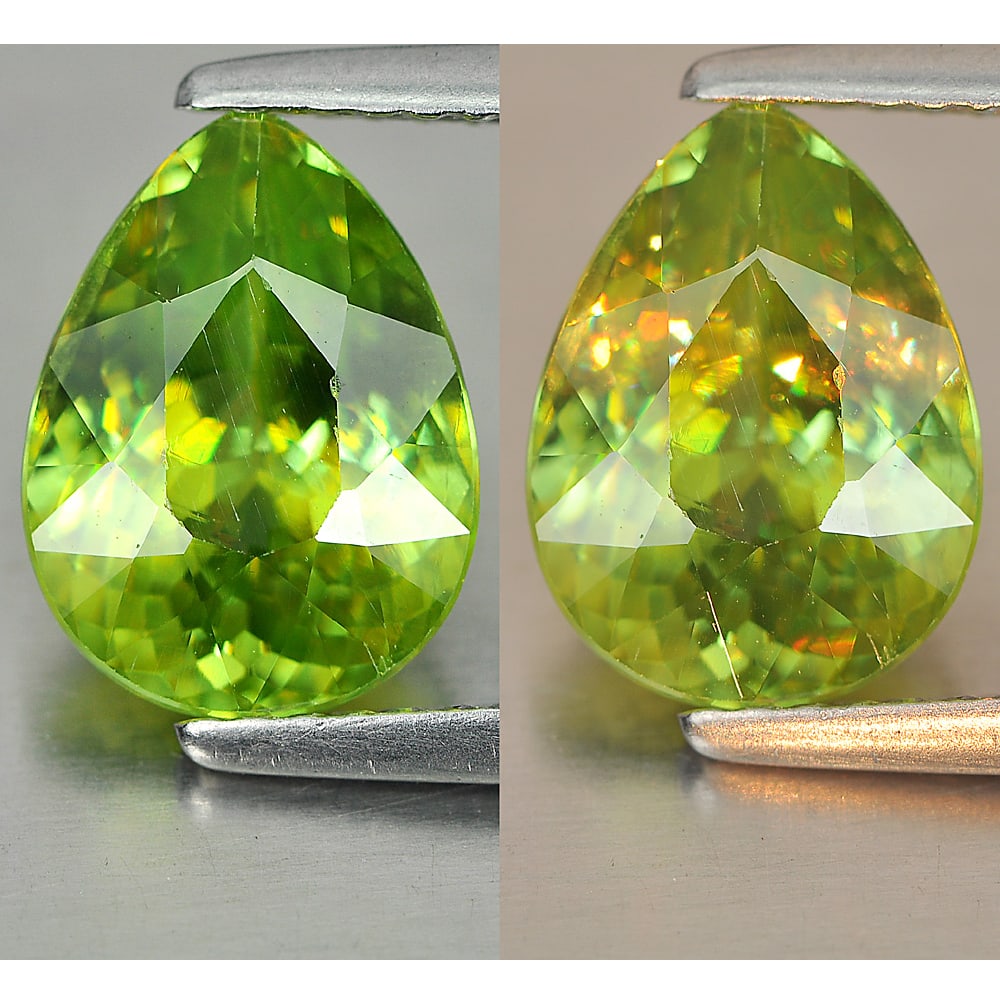 Natural Multi Color Sphene Rainbow Spark 2.82 Ct. Pear Shape 10.3 x 7.7 Mm. Unheated Gemstone: Product ID: 806507770 Product Name: Natural Sphene Weight: 2.82 CT. Size: 10.3 x 7.7 x 5 MM. Shape: Pear Color: Green Clarity:VSI Luster: Adamantine Gems Origin: Madagascar Treatment: Unheated Crystal