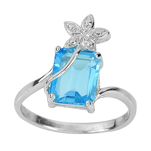 Natural Swiss Blue Topaz 925 Sterling Silver Jewelry Ring Jewelry 3.81 Grams Size 9.5 (1 of 3)