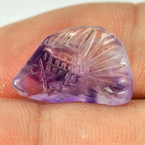 Natural Violet Amethyst 5.02 Ct. Fish Carving Shape 16.5 x 10.5 Mm Gemstone from Brazil: Product ID: 810303713 Product Name: Natural Amethyst Weight: 5.02 CT. Size: 16.5 x 10.5 x 5 MM. Shape: Fish Carving Color: Violet Clarity:Semi - Transparent Luster: Good Gems Origin: Brazil Treatment: