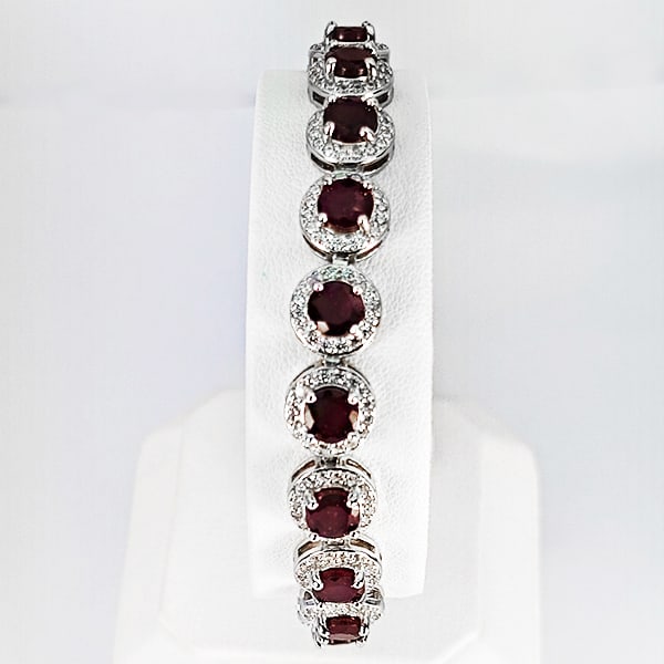 Natural Red Ruby 952 Sterling Silver Jewelry 11.09 Grams Bracelet Length 8 Inch. (1 of 3)