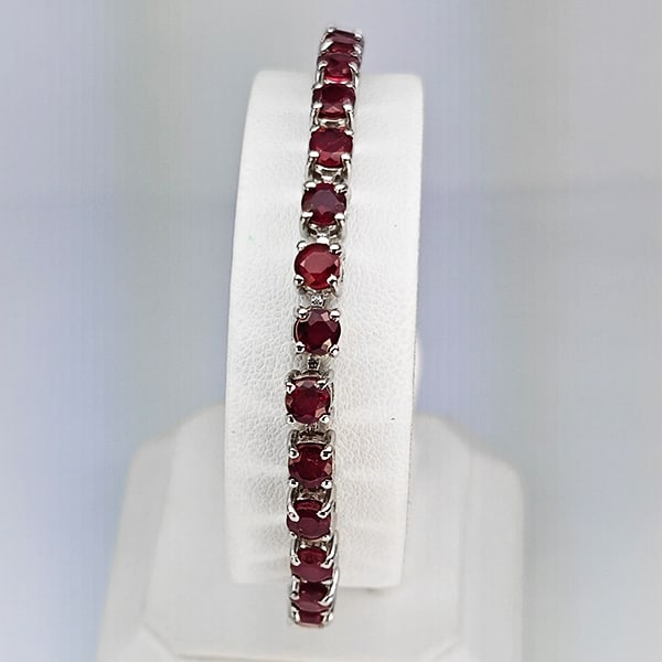 Natural Red Ruby 952 Sterling Silver Jewelry 7.50 Grams Bracelet Length 10 Inch. (1 of 3)