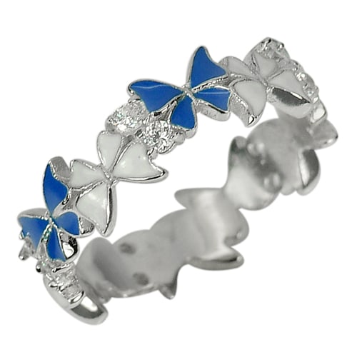 925 Sterling Jewelry Silver 3.03 Grams Lovely Butterfly Enamel Ring Size 6: Product ID: 200107271 Product Type: 925 Sterling Silver Fine Jewelry Jewelry Weight: 3.03 Grams. Ring Size: 6 Resizable(Fee) Gemstones Color: Multi Color Metal: Solid Silver 92.5%. Gemstone Detail: Bl