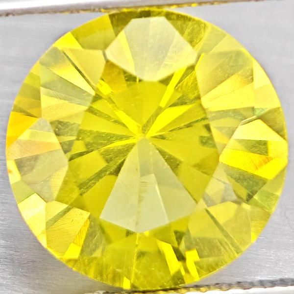 Natural Yellow Lemon Quartz 4.38 Ct. Round Diamond Cut 11.2 Mm Gemstone From Brazil (1 of 3)