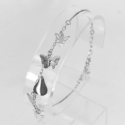 925 Silver Sterling Jewelry Butterfly Bracelet Length 7 Inch.: Product ID: 280560030 Product Type: 925 Sterling Silver Fine Jewelry Jewelry Weight: 3.00 Grams. Gemstones Color: Silver Metal: Solid Silver 92.5%. Gemstone Detail: Average Range 3.00 - 3.11 Gram Per