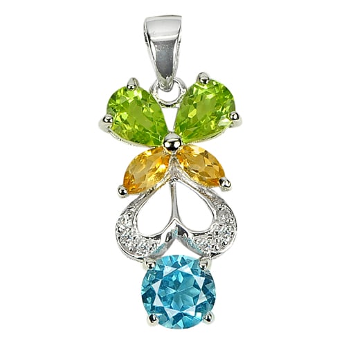 925 Sterling Silver Jewelry Pendant 2.99 G. with Natural Topaz Peridot Citrine (1 of 3)