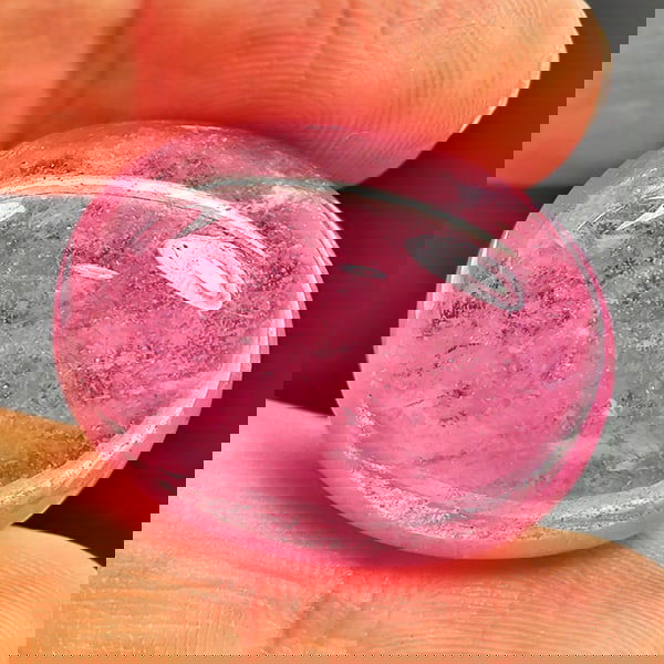 Natural Pink Red Ruby 49.61 Ct. Oval Cabochon Shape 26 x 20 Mm Gemstone from Madagascar (1 of 3)