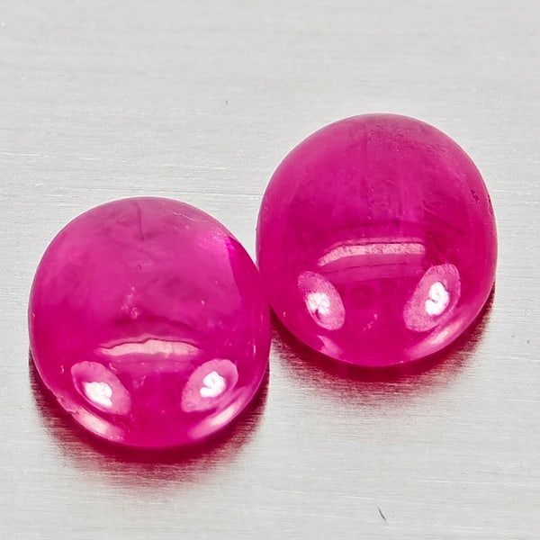 Natural Pink Red Jonson Ruby 0.93 Ct. 2 Pcs Oval Cabochon Shape 5.2 x 4.2 Mm Gemstone from (1 of 3)