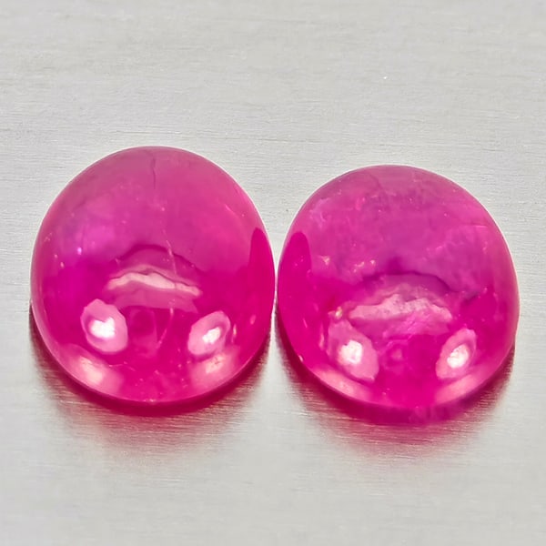 Natural Pink Red Jonson Ruby 1.02 Ct. 2 Pcs Oval Cabochon Shape 5.2 x 4.2 Mm Gemstone from (1 of 3)