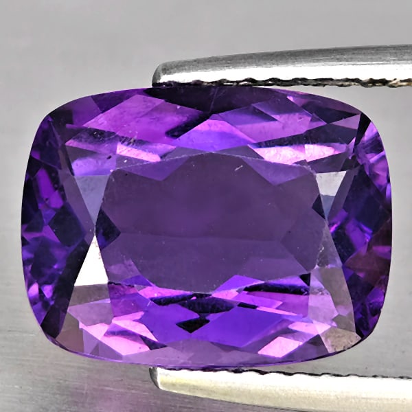 Natural Purple Amethyst 4.98 Ct. Cushion Shape 12.4 x 9.4 Mm Gemstone From Brazil (1 of 3)