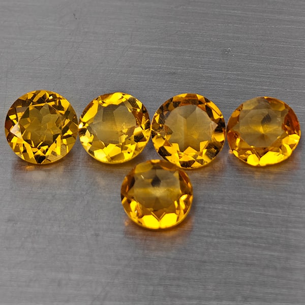 Natural Yellow Citrine 5.06 Ct. 5 Pcs Round Shape 7.2 Mm Gemstone from Brazil (1 of 3)