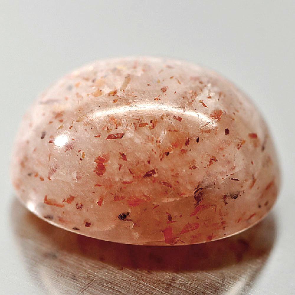 Natural White Orange Sunstone 25.51 Ct. Oval Cabochon Shape 20.2 x 16.7 Mm Gemstone From Mardagascar (1 of 3)