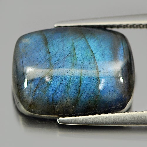 Natural Labradorite Doublet Multi Color Blue 9.52 Ct. Baguette Cabochon Shape 16 x 11.9 Mm. Unheated (1 of 3)