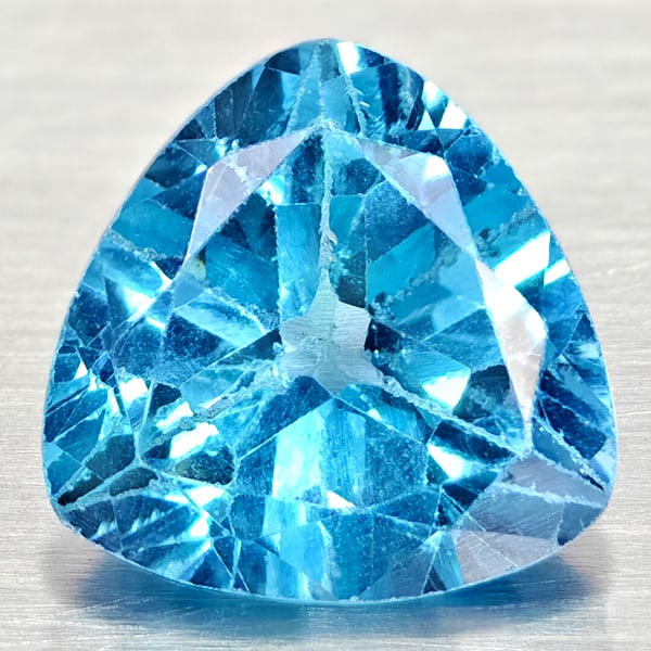Natural Swiss Blue Topaz 7.88 Ct. Trilliant Shape 12 x 12 Mm. Gemstone From Brazil (1 of 3)