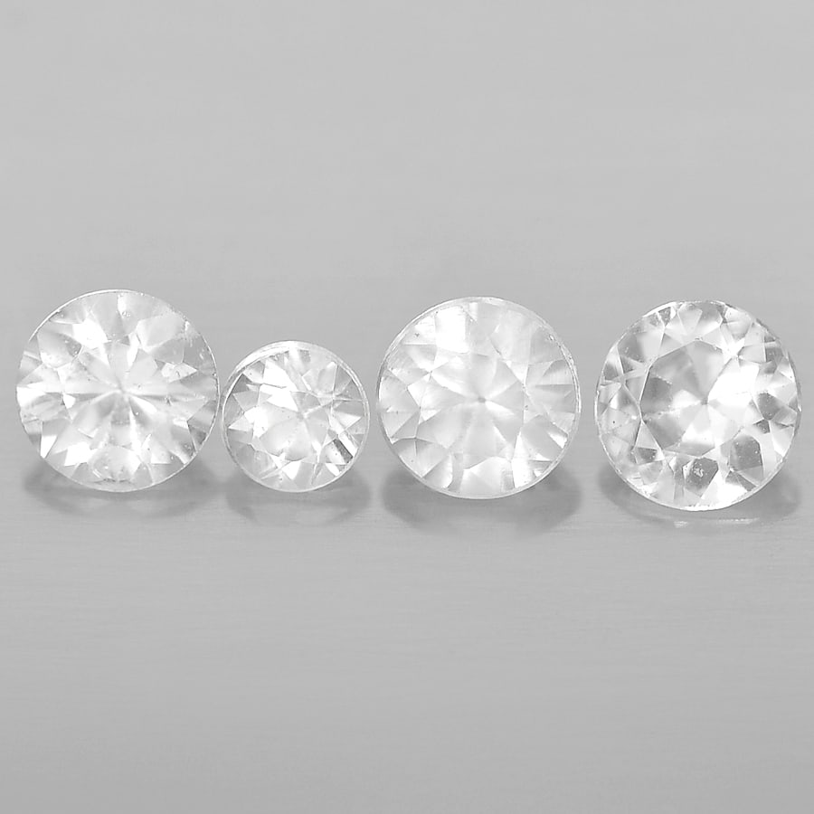 Natural White Ceylon Sapphire 0.45 Ct. 4 Pcs. Round Diamond Cut Gemstone from Sri Lanka (1 of 3)