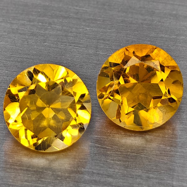 Natural Yellow Citrine 1.84 Ct. 2 Pcs Round Shape 6.5 Mm Gemstone from Brazil (1 of 3)