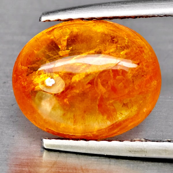 Natural Orangish Red Spessartine Garnet 5.45 Ct. Oval Cabochon Shape Gemstones From Namibia (1 of 3)