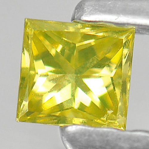 Natural Yellow Diamond0.14 Ct. Square Princess Cut 3 x 2.8 Mm. (1 of 3)