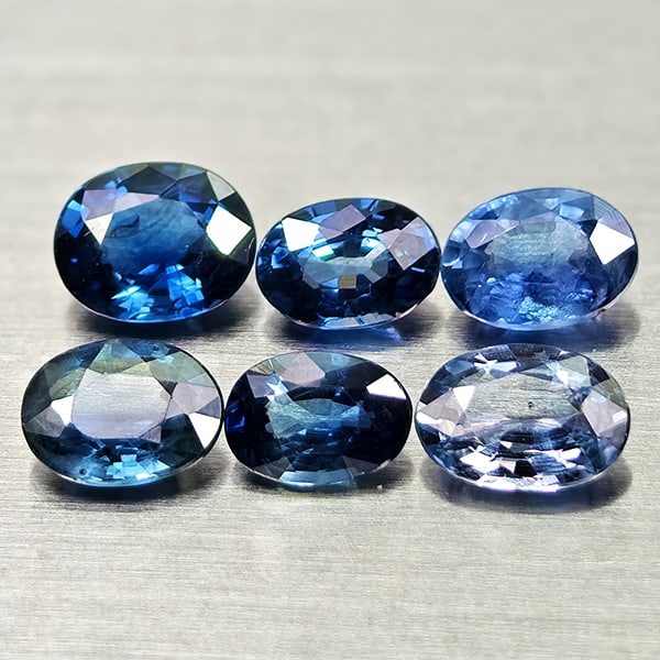 Natural Blue Sapphire 1.84 Ct. 6 Pcs Oval Shape Gemstones From Thailand (1 of 3)