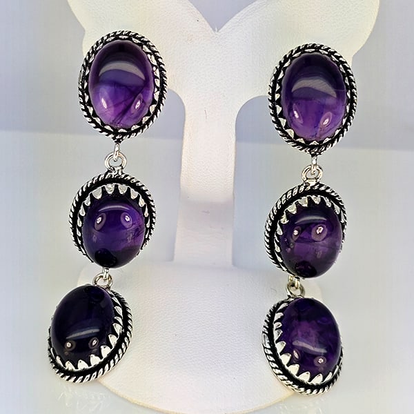 Natural Labradorite with Metal Silver Plated Earrings Jewelry 10.06 Grams (1 of 3)