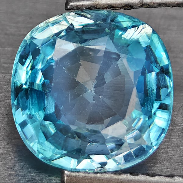 Natural Blue Zircon 3.01 Ct. Cushion Shape 8 x 8 Mm Gemstone from Cambodia (1 of 3)