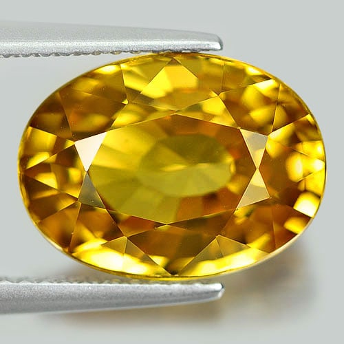 Natural Yellow Zircon 10.49 Ct. Oval Shape 13.2 x 9.7 Mm. Gemstone From Cambodia (1 of 3)