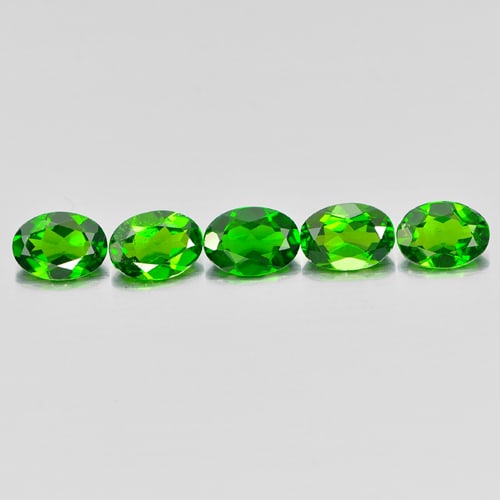 Natural Green Chrome Diopside 3.80 Ct. 5 Pcs. Oval Shape 6.9 x 5.1 Mm. Gemstones (1 of 3)