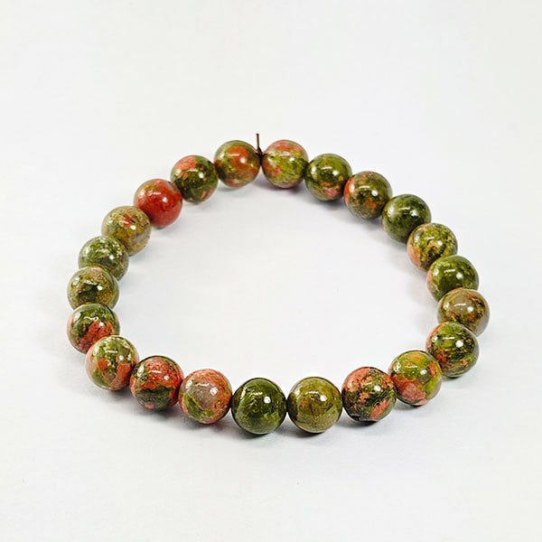 Natural Party Color Unakite 112.52 Ct. Round Cab Beads Bracelet Length 7 Inch (1 of 3)