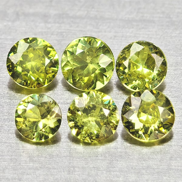 Natural Yellowish Green Demantoid Garnet 0.37 Ct. 6 Pcs Round Diamond Cut 2.5 Mm Gemstone from (1 of 3)