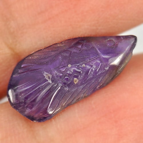 Natural Violet Amethyst 4.12 Ct. Fish Carving Shape 19.5 x 9 Mm Gemstone from Brazil (1 of 3)
